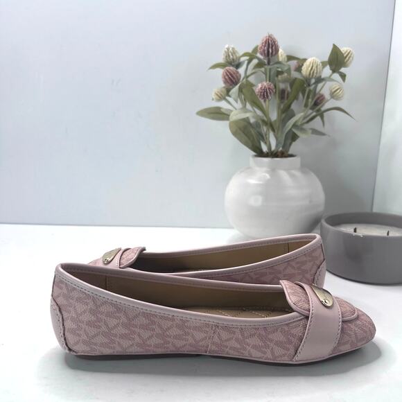Michael Kors Lillie Moccasin Canvas Bar Flat Pink Women's 7 M NWOB - Picture 7 of 10